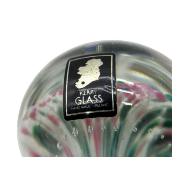 KERRY GLASS Paperweight with Handcrafted Floral Design Ireland Vintage - Picture 10 of 10